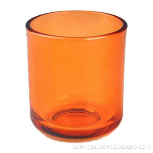 8.5Oz Thickness, Wall Glass Candle Holder with Orange Color Outside